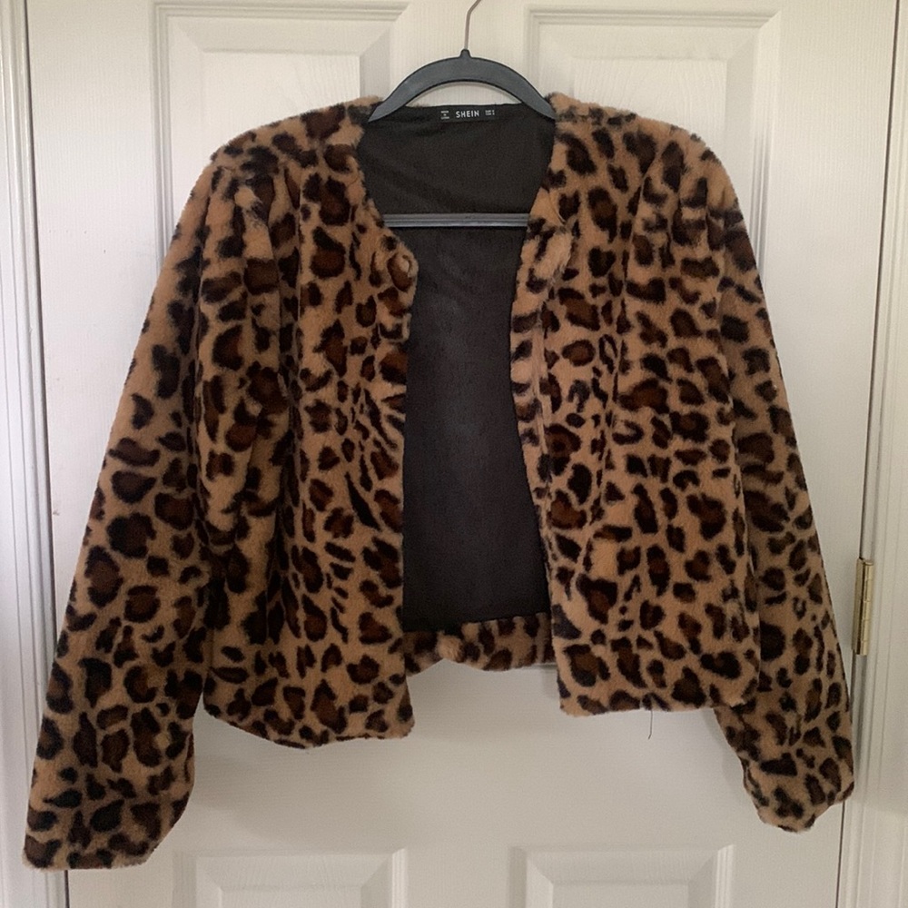 Shein leopard fur cropped jacket